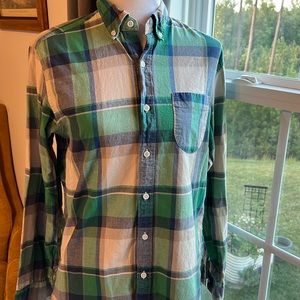 Like New J. Crew 100% Cotton Shirting Slim Fit Blue Madras Plaid in Size Medium